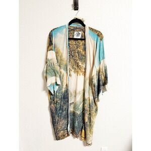 Market of Stars Bamboo Viscose Kimono Robe Fine Art Landscape Print Duster OS